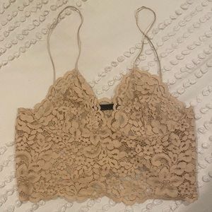 Zara Nude Lace Camisole Crop Tank Top